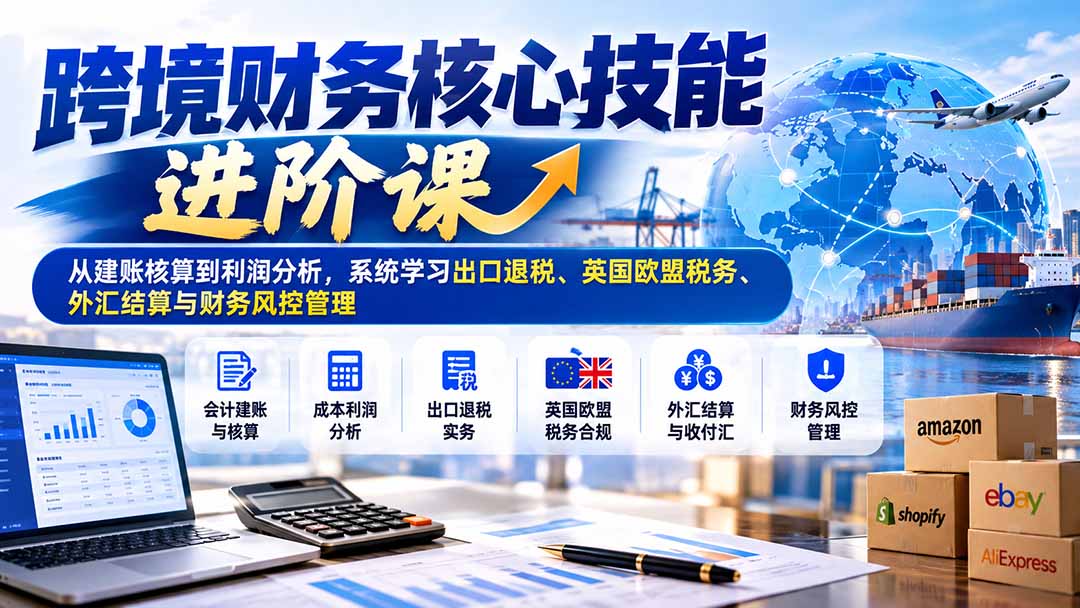跨境财务核心技能进阶课：从建账核算到利润分析，系统学习出口退税、英国欧盟税务、外汇结算与财务风控管理-网创之家