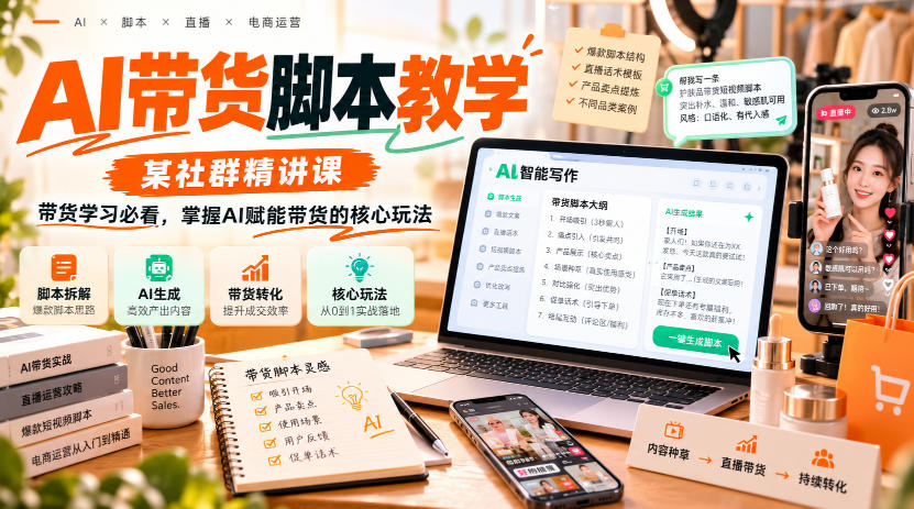 AI带货脚本教学，某社群精讲课，带货学习必看，掌握AI赋能带货的核心玩法-网创之家
