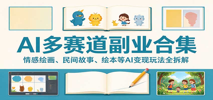 AI多赛道副业合集：情感绘画、民间故事、绘本等AI变现玩法全拆解-网创之家