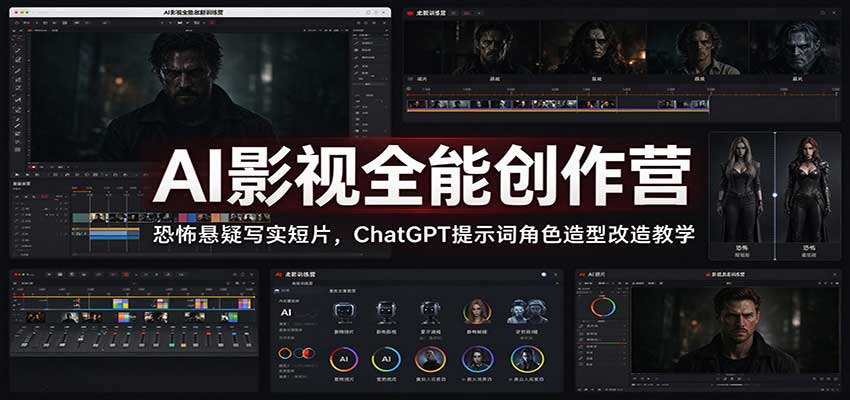 AI影视全能创作营：恐怖悬疑写实短片，ChatGPT提示词角色造型改造教学-网创之家