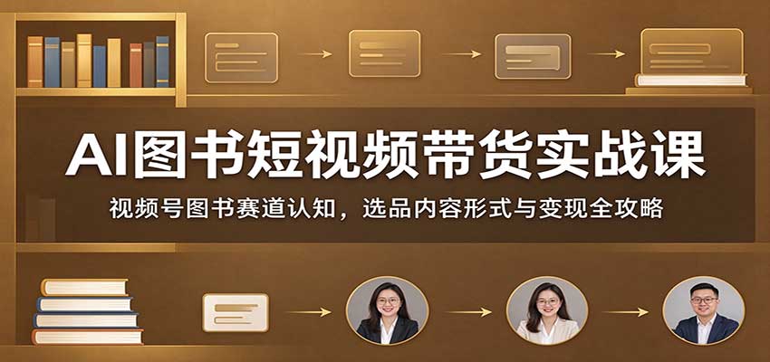 AI图书短视频带货实战课：视频号图书赛道认知，选品内容形式与变现全攻略-网创之家