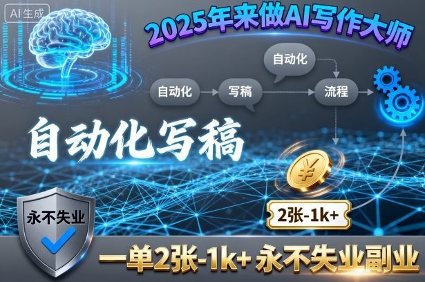 2025年来做AI写作大师，自动化写稿，一单2张-1k+，永不失业副业-网创之家