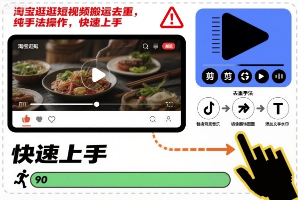 淘宝逛逛短视频搬运去重，纯手法操作，快速上手-网创之家