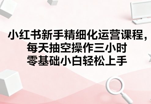 小红书新手精细化运营课程，每天抽空操作三小时，零基础小白轻松上手-网创之家