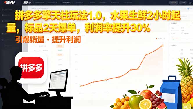 拼多多 擎天柱玩法1.0，水果生鲜2小时起量，标品2天爆单，利润率提升30%-网创之家