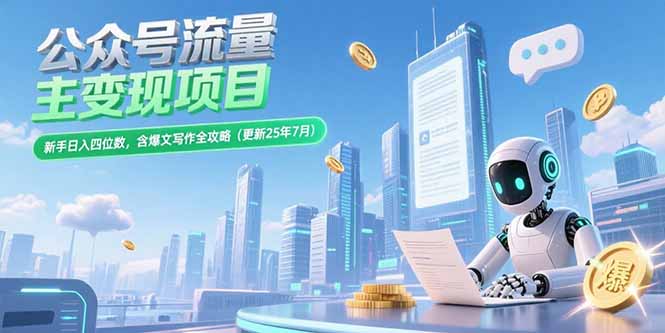 公众号流量主变现项目,新手日入四位数,含爆文写作全攻略(更新25年7月-网创之家