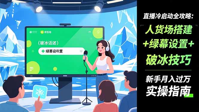 直播冷启动全攻略:人货场搭建+绿幕设置+破冰技巧，新手月入过万实操指南-网创之家