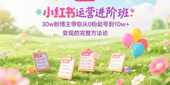 小红书运营进阶班：30w粉博主带你从0粉起号到10w+变现的完整方法论-网创之家