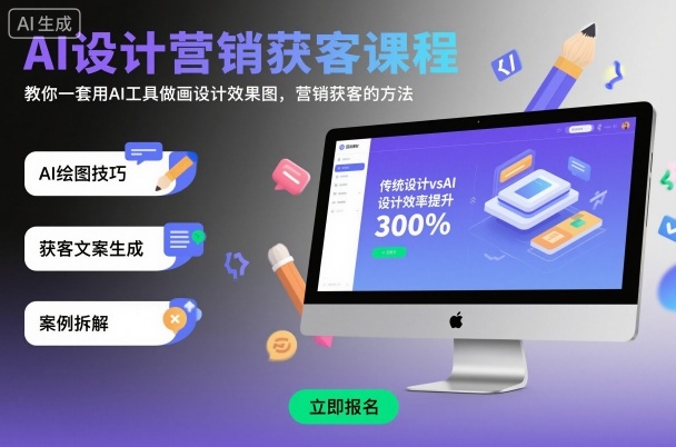 AI设计营销获客课程，教你一套用AI工具做画设计效果图，营销获客的方法-网创之家