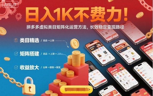 日入1K不费力！拼多多虚拟类目矩阵化运营方法，长效稳定变现路径-网创之家