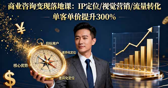 商业咨询变现落地课：IP定位/视觉营销/流量转化，单客单价提升300%-网创之家