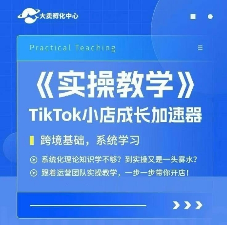 大卖家孵化中心TikTok实操课，TikTok小店成长加速器，跨境基础系统学习，一步一步带你开店-网创之家