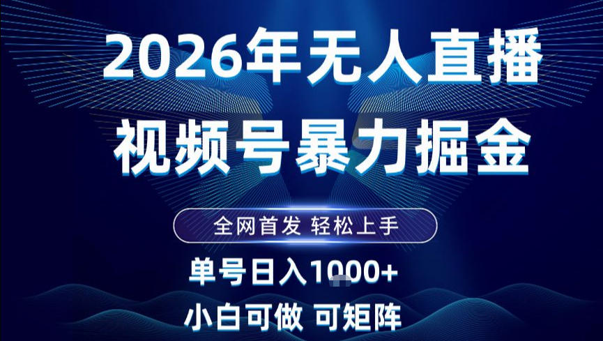 2026最新视频号无人直播掘金，全网首发，小白可以玩，长期稳定日入1k+【揭秘】-网创之家