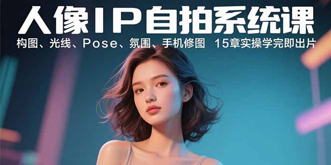 人像IP自拍系统课:构图、光线、Pose、氛围、手机修图 15章实操学完即出片-网创之家