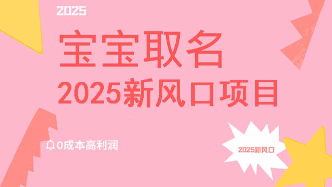 2025新风口项目宝宝取名，0成本高利润，附保姆级教程，月入过万不是梦-网创之家