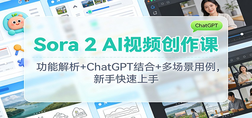 Sora 2 AI视频创作课：功能解析+ChatGPT结合+多场景用例，新手快速上手-网创之家
