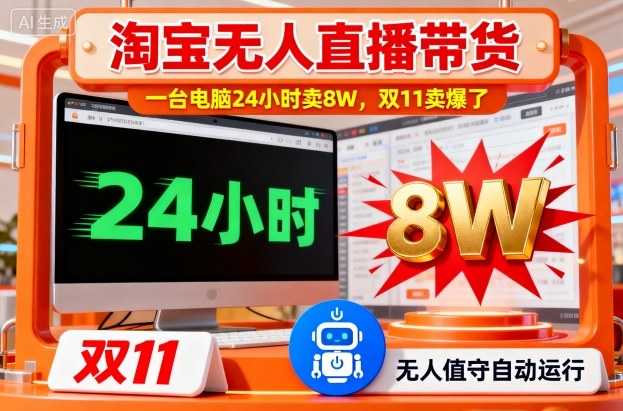 淘宝无人直播带货，一台电脑214小时卖8W，双11卖爆了【揭秘】-网创之家