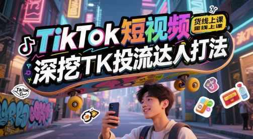 TikTok短视频带货线上课，深挖TK投流达人打法-网创之家