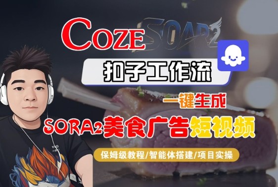 Coze扣子智能体工作流一键生成“SORA2美食广告“短视频，全流程保姆级教学-网创之家