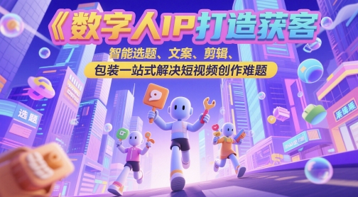 数字人IP打造获客变现实操课，智能选题、文案、剪辑、包装一站式解决短视频创作难题-网创之家
