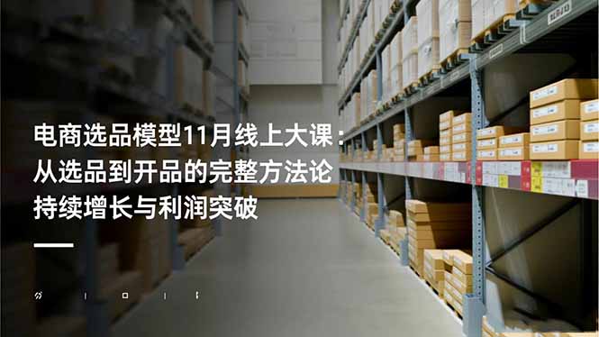 电商选品模型11月线上大课：从选品到开品的完整方法论 持续增长与利润突破-网创之家