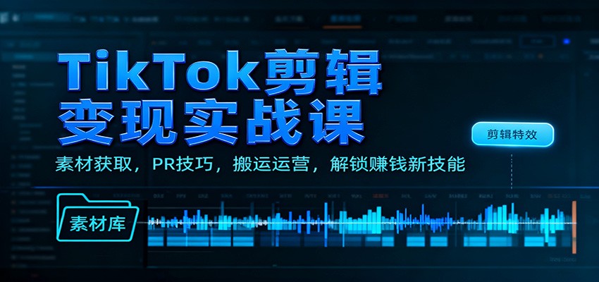 TikTok剪辑变现实战课：素材获取，PR技巧，搬运运营，解锁赚钱新技能-网创之家