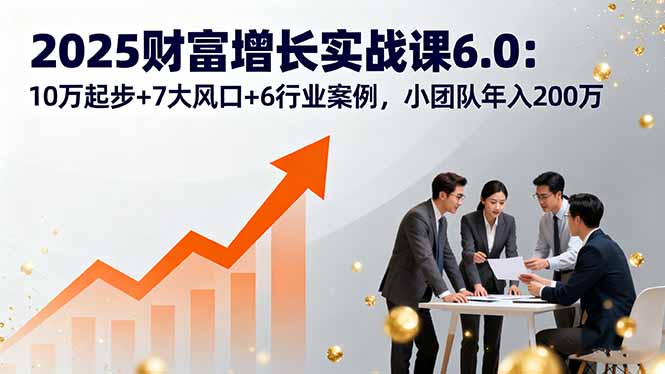 2025财富增长实战课6.0：10万起步+7大风口+6行业案例，小团队年入200万-网创之家