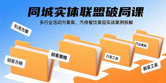 同城实体联盟破局课，多行业活动方案库，汽修餐饮美容实战案例拆解-网创之家