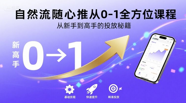自然流随心推从0-1全方位课程，从新手到高手的投放秘籍-网创之家