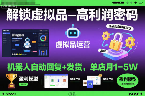 解锁虚拟品高利润密码：机器人自动回复+发货，单店月1-5W【揭秘】-网创之家