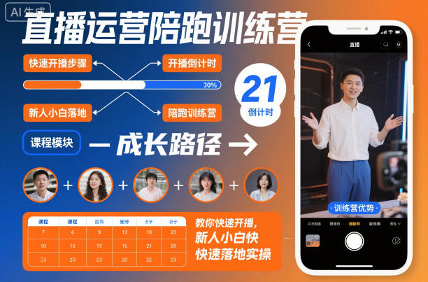 直播运营陪跑训练营，教你快速开播，新人小白快速落地实操-网创之家