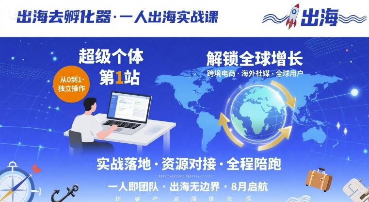 出海去孵化器，一人出海实战课，​超级个体第1站，解锁全球增长-网创之家