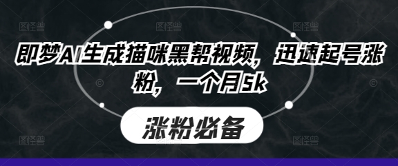 即梦AI生成猫咪黑帮视频，迅速起号涨粉，一个月5k-网创之家