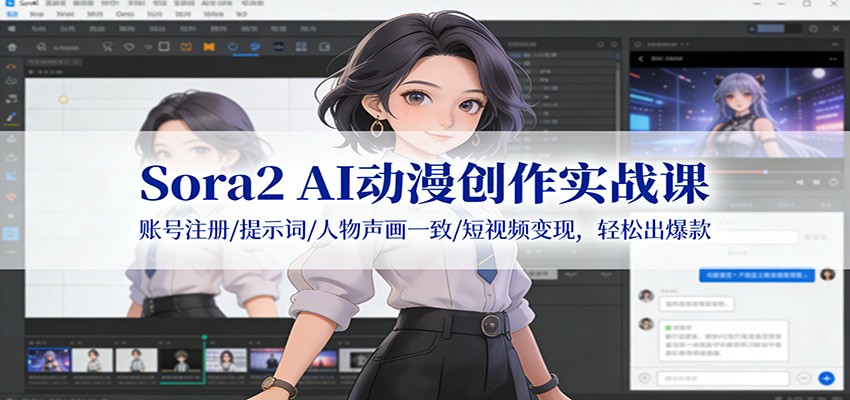 Sora2 AI动漫创作实战课：账号注册/提示词/人物声画一致/短视频变现，轻松出爆款-网创之家