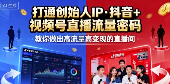 25年直播9-10两期线下课，打通创始人IP，抖音+视频号直播流量密码，教你做出高流量高变现的直播间-网创之家