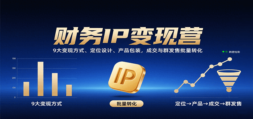 财务IP变现营：9大变现方式、定位设计、产品包装，成交与群发售批量转化-网创之家
