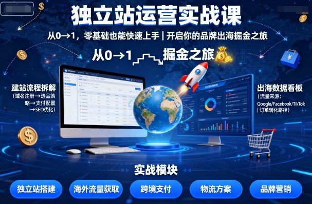 独立站运营实战课,从0到1,零基础也能快速上手,开启你的品牌出海掘金之旅-网创之家