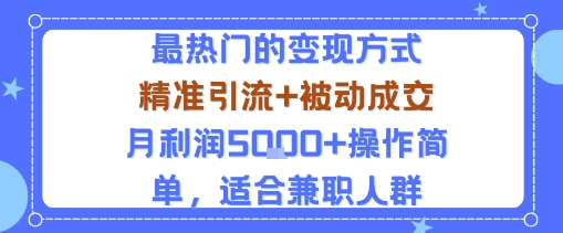 小众赛道玩法：当下最热门的变现方式，精准引流+被动成交月利润5k+操作简单，适合兼职人群-网创之家