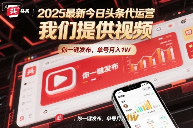 2025最新今日头条代运营，我们提供视频，你一键发布，单号月入1W【揭秘】-网创之家