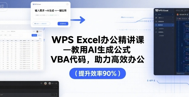 WPS Excel办公精讲课，教用 AI 生成公式，VBA 代码，助力高效办公-网创之家