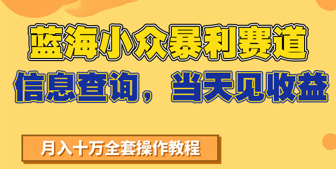 蓝海小众暴利赛道，信息查询，当天见收益，不讲玄学，7天搞了2万+-网创之家
