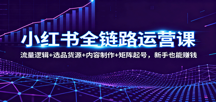 小红书全链路运营课：流量逻辑+选品货源+内容制作+矩阵起号，新手也能赚钱-网创之家