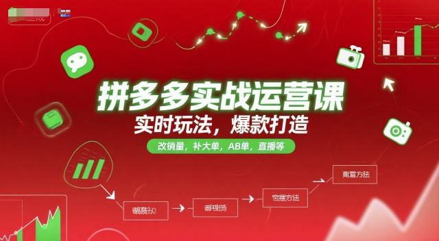 拼多多实战运营课，实时玩法，爆款打造，改销量，补大单，AB单，直播等(更新2025月)-网创之家