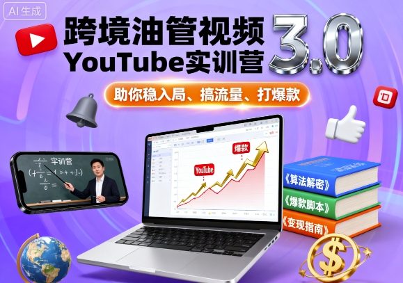 跨境油管视频YouTube实训营3.0，助你稳入局、搞流量、打爆款-网创之家