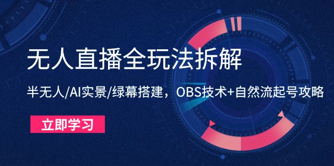 无人直播全玩法拆解：半无人/AI实景/绿幕搭建，OBS技术+自然流起号攻略-网创之家