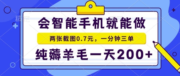 2025年零撸手机项目，二十秒一单，纯薅羊毛，一天200+做就有【揭秘】-网创之家