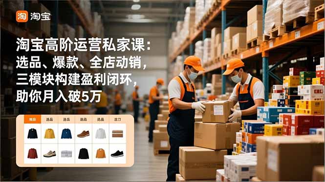 淘宝高阶运营私家课：选品、爆款、全店动销，三模块构建盈利闭环，助你月入破5万(更新12月-网创之家