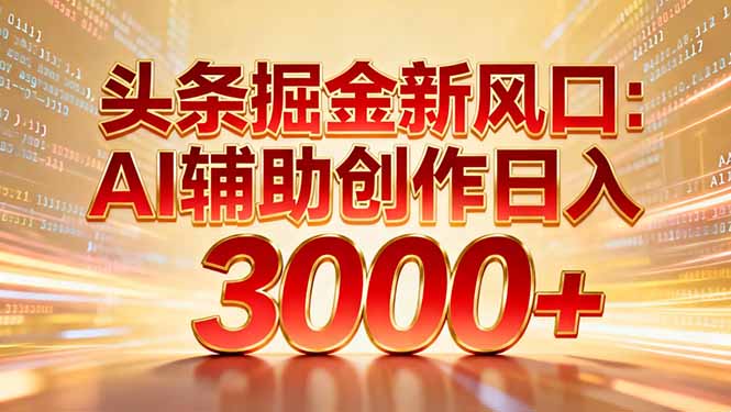 头条掘金新风口：AI辅助创作日入3000+，矩阵玩法当天启动隔天见效-网创之家