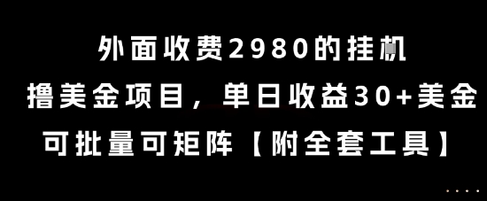 外面收费2980的挂G撸美金项目，单日收益30+美金，可批量可矩阵【揭秘】-网创之家