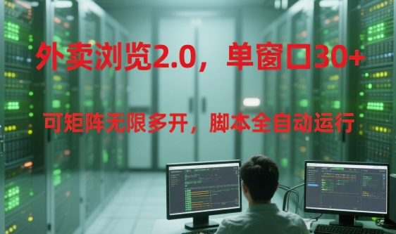 外卖浏览2.0，单窗口30+可矩阵无限多开，脚本全自动运行【揭秘】-网创之家